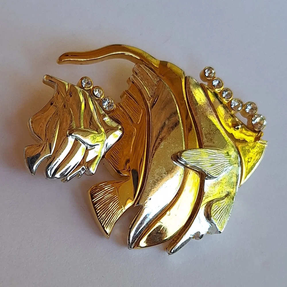 Gold and Silver Fish Brooch